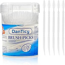 DanTicy Adult Manual Brushpicks Interdental Toothpicks,Soft Bristle Dental Floss Picks Toothpicks,Helps Removes Plaque And Debris Between Your Teeth 300Pcs (Pack Of 1),White-30