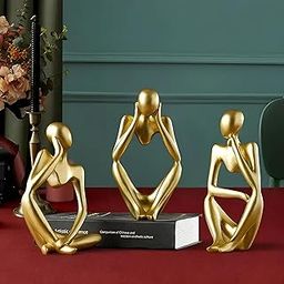 MAXXINN Thinker Men Statue Set of 3 Modern Art Showpiece Sculpture Decoration Items for Home Decor Living Room Bedroom Bookshelf Table Office Decorative Abstract-image-26