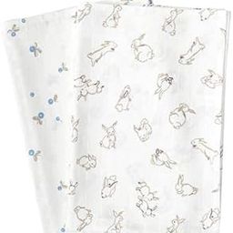 ledieu® RÖDHAKE Muslin square, rabbits/blue berries pattern/white 70 x 70 cm (28x28 ") (Pack of 2PC) Muslin Cloth-image-48