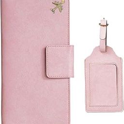 Ahimsa Leather Travel Wallet with Default Charm and Luggage Tag for Men's and Women's Unisex Card Holder Cash Document Organizer Passport Cover Case, Light Pink-image-34