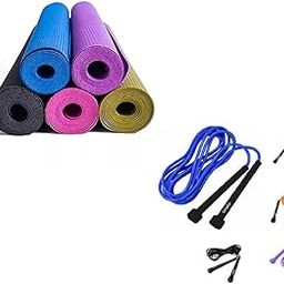 Gmefvr 4 mm Yoga mat + Skipping rope Multi Color-picture-8