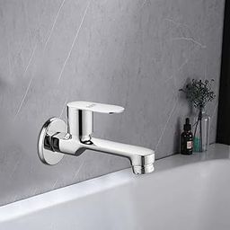 Ruhe® Onyx Bib Cock Long Body Brass Faucet | Wall Mounted Bib Tap for Bathrooms, Washing Areas, Gardens | Faucet with Chrome Finish | Brass Tap-image-51