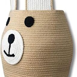 ASSUJA Cotton Animal Storage Basket For Kids, Teddy Rope Storage Basket For Baby Diaper,Baby Laundry Baskets | 25 X 25 X 5 Cm | 450 Gram | Teddy-image-100