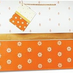 VESTTA -ELEGANCE REDEFINED Gift Paper bag with Golden Border, Large, 14 (L) x 4.5 (B) x 10 (H) Inches, Pack of 10, Gloss Finish, Weddings, Diwali, Birthdays, Christmas with Gift Tag (Orange)-image-23