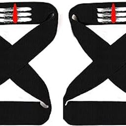 Muscleape Weight Lifting Straps Divine Power Black Wrist Supporter Non-Slip with Padded Cuff for Gym Workout Deadlift Powerlifting and Fitness Strength Training (figure 8 straps, cotton straps, anti-skid straps).-image-35