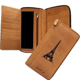 Genuine Leather Unisex Passport Holder||Travel Wallet||Card Case with Metallic Zip Closure (Tan)-image-11