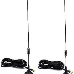 NISTECH 5dbi Magnetic Base Antenna (Pack of 2) GSM GPRS Omni Antenna Magnetic Base RG174 Cable 3Mtr. SMA Male Plug Magnet Seat 5cm-26
