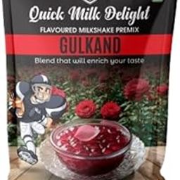 Gallardo Quick Milk Delight Gulkand Flavoured Milkshake Premix | Refreshing Rose Taste | Easy to Prepare | Smooth & Creamy Drink | 50g Pack-24