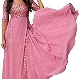 Pink Georegtte Anarkali Gown for Women-image-20