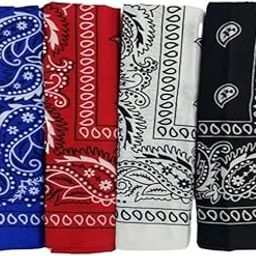 Unisex Cotton Bandana/Head Wrap/Wristband/Face Cover/Handkerchief for Men and Women, Multi (50 * 50cm, Pack of 4)-image-1