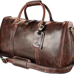 Leather Travel Duffle Bag For Men Women - Leather Duffel Bags (Dark Brown)-image-58