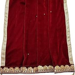 Men's Maroon Stole Dupatta in velvet for Kurta/Sherwani/Achkan-image-24