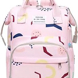 RIANZ CALDOR Baby Diaper Bag Large Backpack For Girls & Boys, Multi-Functional Waterproof, Diaper Pouch With Pacifier Pocket, Stroller Straps, Tissue Bag (Pink Print)-10