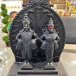 Vitthal Rukhmini Black Resin Idol Set, 12 inch, Traditional Statues with Gold Accents, Religious Decorative Figurines for Home Temple, Car Dashboard-image-39