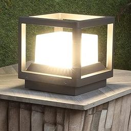 GIGAWATTS G014 Topaj 12W LED Gate Light Waterproof Pillar Cube Lamp Outdoor Decor Garden Lighting Pole Mount Exterior Fixture for Home Entrance Patio Compound Boundary (Warm White, Pack of 1)-image-51