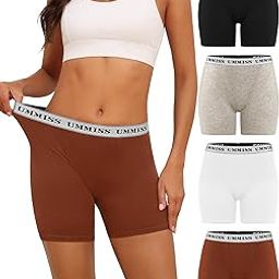 Womens Boxer Briefs Underwear Boy Shorts Cotton Underwear Soft Anti Chafing Ladies Panties 4 Pack-image-38