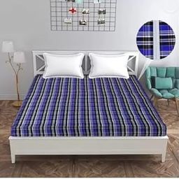 King Size Mattress Cover, Blue Plaid Pattern, 72 x 78 x 8 inches-image-52