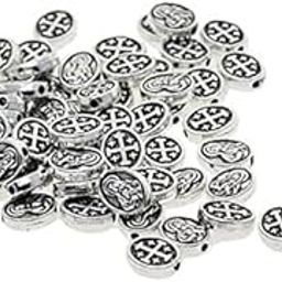 BNF®2x50 Pieces Tibetan Silver Alloy Mary Cross Oval Spacer Beads Charms Jewelry|Crafts | Beads & Jewelry Making | Beads|50 Pieces Alloy Spacer Beads(2 Pack)-picture-20