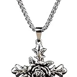 Rose Cross Pendant Necklace for Women Stainless Steel Box Chain Body Jewelry Punk Fashion Necklaces Cross Pendant Fashion Gothic Jewelry Anniversary Birthday Christmas Gifts SPnL202416-image-11