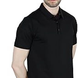 Men Solid Lycra Streachable Collar Polo T-Shirt All-Day Comfort with Breathable Fabric-image-6