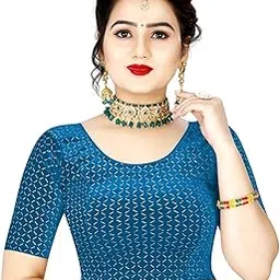scube designs Velvet Stretchable Fit & Comfhy Round Neck Half Sleeve Readymade Saree Blouse Stylish Crop Top Choli for Girls & Women-picture-4