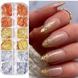 D.B.Z.® Sparkly Foil Nails Gold, Silver, Rose Gold Colors, Nail Foil Manicure, Decorations DIY Accessories Art for Women-image-77