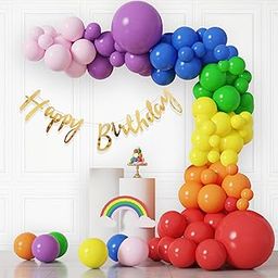 Party Propz Rainbow Theme Birthday Decorations - Pack Of 53 Happy Birthday Decoration Kit For Kids | Kids Birthday Decoration Items | Multicolor Balloons For Birthday Decorations(Cardstock,Latex)-image-1