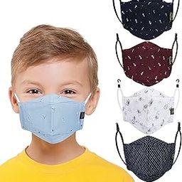 Cotton Reusable, Washable & Breathable Face Mask with Adjustable Earloops and Without Valve for Boys Girls Children-24