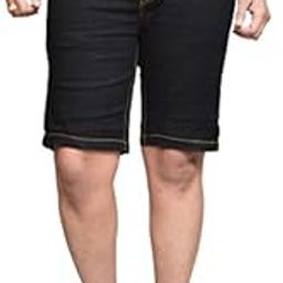 Black Stretchable Cotton Lycra Slim Fit Men's Denim Shorts(Bermuda)/3/4 th-image-0