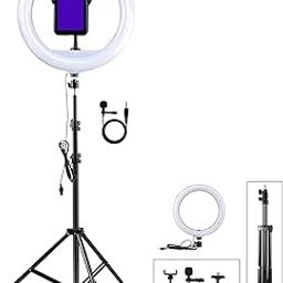 Combo of 12 inch LED Ring Light with 210 CM (6.9 Feet) Metal Tripod and Metal Collar Lapel Microphone 3.5mm for Cell Phone, Baking, Craft, Calligraphy, Drawing, Online Lesson, Video Recording-picture-13
