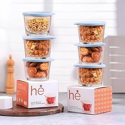 HomeEssentials Glass Containers with Lid - 260ml Leak-Proof Glass Sealed Jar with Lid|Food Grade Ideal for Kitchen,Refrigerator,Storage,Fresh-Keeping,Storage,Milk,Fruit,Coffee (Pack of 6) Transparent-image-60