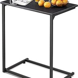 STAR WORK Snack Side Table, C Shaped End Table for Sofa Couch,Bedroom, Living Room, Dining Room, Kitchen, Kids, Nursery, Home Office (Black |14.6 X22.8 X 26.2 |)-12