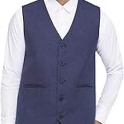 Cotton Poly Slub Waist Coat for Men (Blue)-picture-44