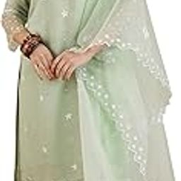 Women's Silk Blend Embroidered Calf Length Straight Kurta and Pant with Dupatta Set (SHTUR7983)-image-63
