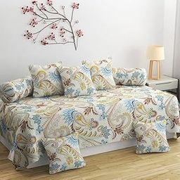 Elegant 8 Piece Cotton Diwan Set with Designer Cushion and Bolster Covers-image-89