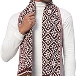 Men's Reversible Fair Isle Pattern Winter Wool Scarf, Muffler 70"x14" Inch-image-60