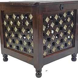 SMARTS COLLECTION Teak (Sagun) Square Bedside Table | Perfect for Living Room or Bedroom Furniture | Engineered Wood Construction | Brown | D-04-image-11
