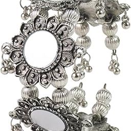 Jewellery Traditional Oxidised Antique with mirror and ghungroo finish Adjustable Bracelet for Women and Girls|Oxidized bracelet -set of 1-image-59