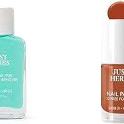 Just Herbs Acetone and Cruelty Free Nail Paint Remover 30 ml & Just Herbs Nail Polish 12 Chemical Free Formula Quick Dry, Glossy Finish and Long Lasting Nail Paints (Caramel Creme)-96