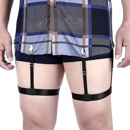 New Variety Store™ Shirt Holder 1 Pair Shirt Stays Men's Shirt Holder Tightener To Keep Shirt In The Trousers Shirt Holder Thigh Black Color-image-42
