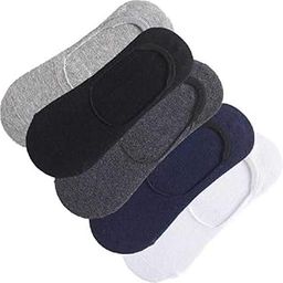 (Pack of 5 Pairs) Unisex/Men/Women/Girls/Boys Cotton Anti Slip Cotton Loafers No Show Socks (Multicolour, Free Size)-image-70