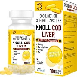 Knoll Cod Liver Oil 100 Softgel Capsules support heart, brain, joints & immunity. Rich in Omega-3, EPA, DHA, and Vitamin A & D for daily wellness. (100 Cap)-image-30