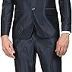 arvind Men Teal Single Breasted Two Piece Suit-picture-18