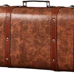 CLUB BOLLYWOOD®Vintage Suitcase with Handle Portable Wooden Treasure Chests for Shop Window Brown S|Travel | Vintage Luggage & Travel Accs|1 Vintage Suitcase-49