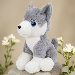 Babique Glittery Eyes Husky Dog Stuffed Plush Animal | Teddy Bear Soft Toy |Ideal for Birthdays & Special Occasions Girls/Boys, Baby Kids -(Grey, 25Cm)-22