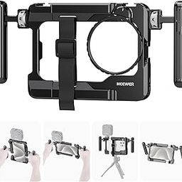 NEEWER Universal Smartphone Video Rig with Handles, 67mm Filter Adapter, Anti Drop Cold Shoe for DJI Mic, Phone Cage Stabilizer for Video Recording for iPhone 15 Pro Max S23 Ultra Pixel 8 Pro, PA017-17
