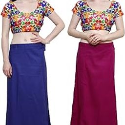 combo of Women's Soft Cotton Purple and Magenta Color Best Readymade Inskirt Saree petticoats-image-59