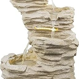 RUPANNA 3 Bowl Water Fountain for Home, Garden, Office, Living Room, Fountain for Home vastu, Fountain, Home décor Waterfall (Color: Biege)-image-76