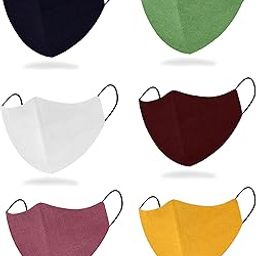 SIXSIGMA® (Pack of 6) Cotton Basic Reusable Cloth Face Mask Adult, Women,Men Pack of 6, Soft Washable 100% Cotton Unisex Face Cover (Multi Colour) Color May Vary-10