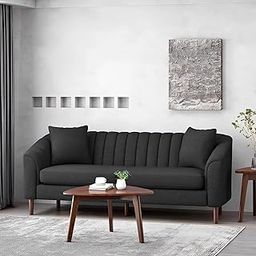 Casaliving Doraldo 3 Seater Sofa Set for Living Room (Black Colour Fabric) Premium Fabric Sofa-image-13